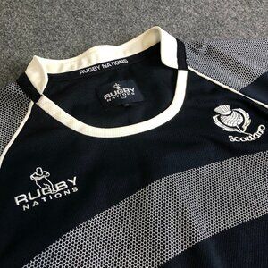 Rugby Nations Scotland Mens Large Blue Jersey Shirt Vintage Short Sleeve